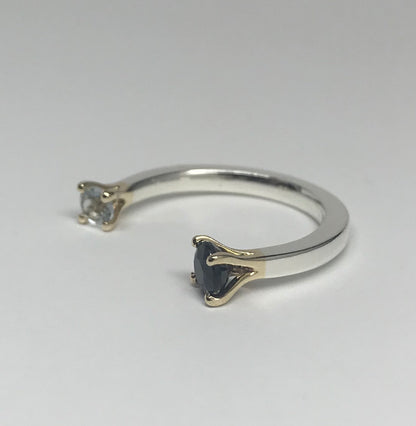 Sapphire and Aquamarine Open Band Ring
